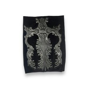 VTG ROBERTO CAVALLI AW2002 BLACK NYLON LEATHER‎ SKIRT Size L